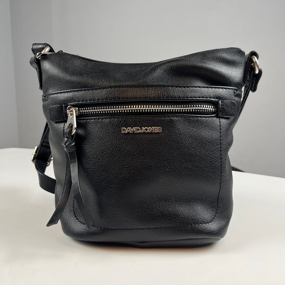 David Jones Paris small crossbody bag faux leather black
